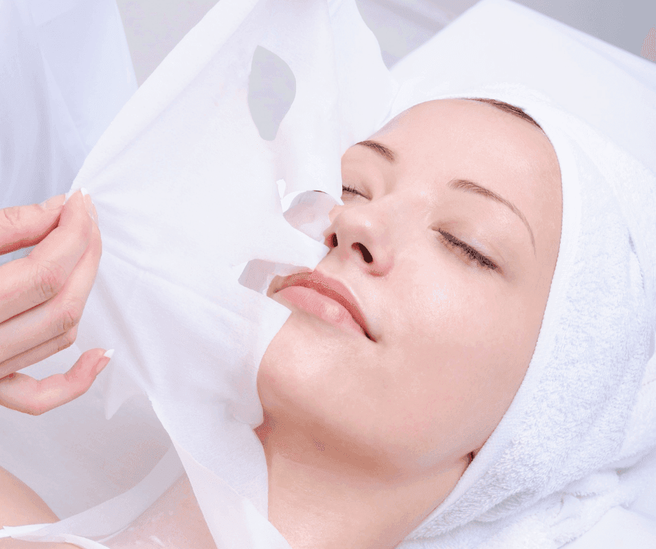 A woman is receiving Chemical Peel treatment at LenoyMED NJ