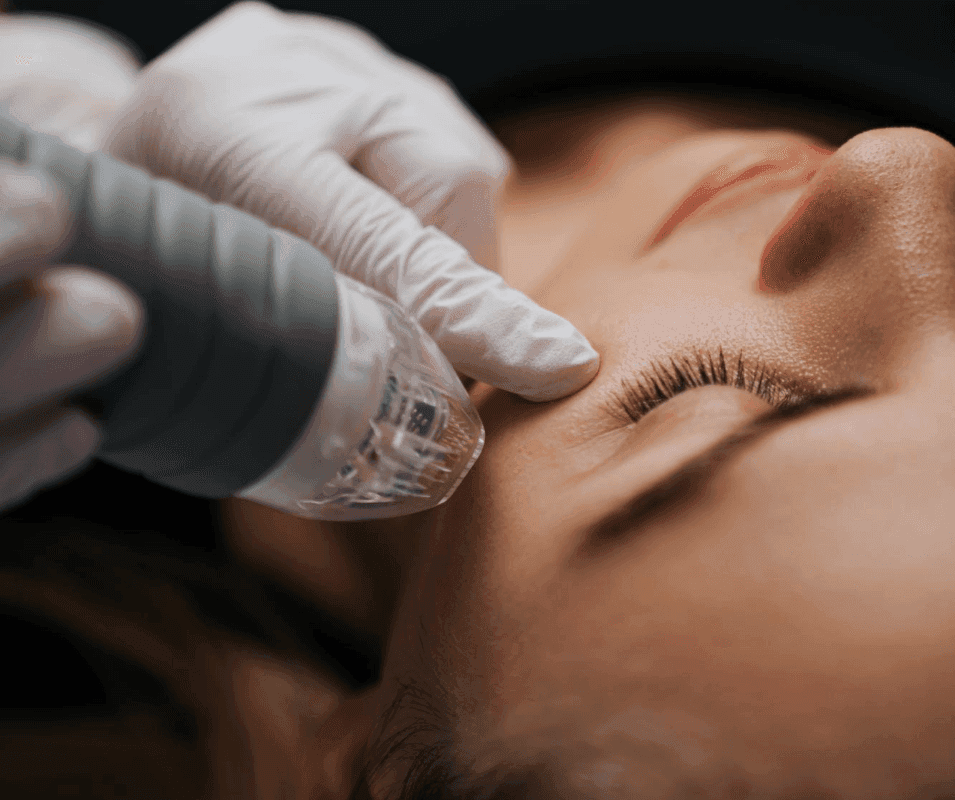 A woman is receiving RF Microneedling therapy at LenoyMED NJ: Cover Image